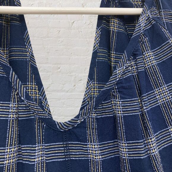 Wrap London Navy Plaid Balloon Sleeve Mini Dress L - Picture 6 of 14